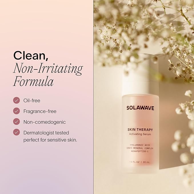 Solawave Wand Skin Therapy Activating Serum | Hyaluronic Acid and Peptides | Enhance Skincare Device Results | Hydrating Microcurrent Galvanic Current | Wrinkle Smoothing