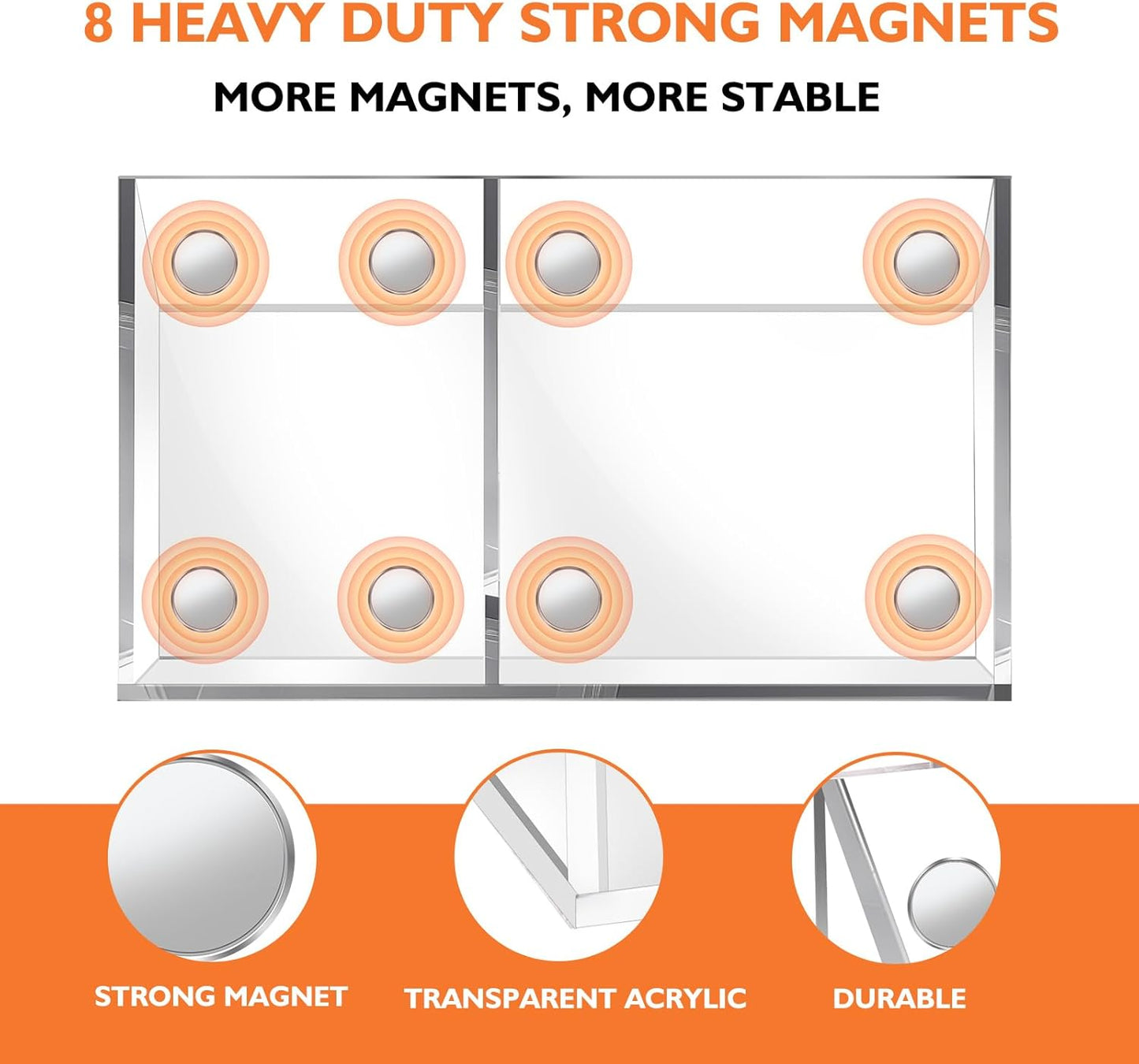 Magnetic Pen Holder Classroom Organization Acrylic Marker Holder for Whiteboard Refrigerator Locker Accessories Pencil Dry Erase Marker Basket (2 Compartments * 1)