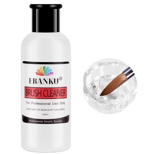 EBANKU 120ml Acrylic Nail Brush Cleaner, 3 in 1 Nail Art Brushes Conditioner Nail Brush Clean Solution Quickly Clean for Solid Gel Polish/Nail Extension Gel