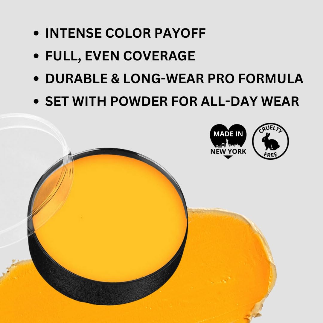 Mehron Makeup Color Cups | Stage, Foundation, Face Paint, Body Paint, Halloween | Face Paint Makeup | Greasepaint .5 oz (14 g) (Yellow)
