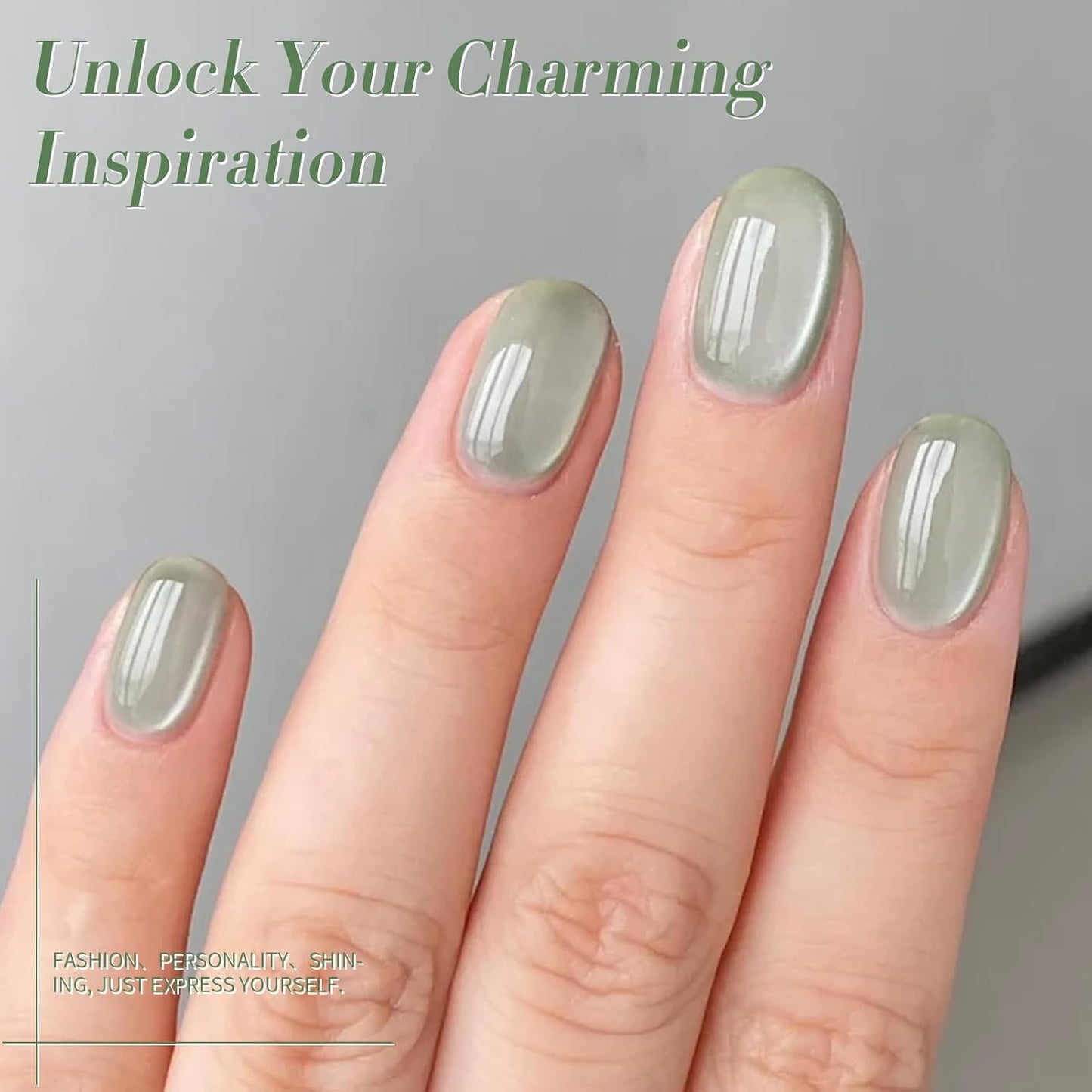 BORN PRETTY Cat Magnetic Eye Gel Nail Polish,Spring Green Jelly Glass Magnetic Gel Polish, Jade Breeze Glitter Soak Off Nail Art Salon Manicure Home Gift 15ml