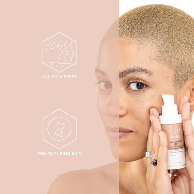 Hey Honey Trick and Treat CC Cream SPF 46 | Active Moisturizing Color Correcting Cream with Honey & Propolis | Best Cover For Rosacea, Skin Redness & Mature Skin | Cruelty-Free | 1 oz (Deep)