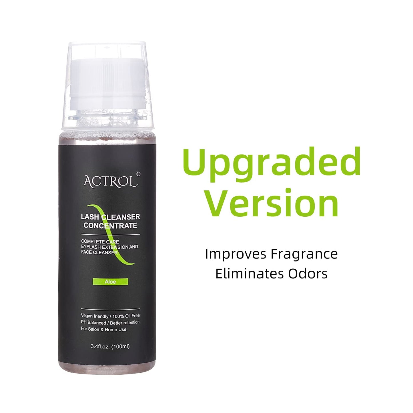 Eyelash Cleanser Concentrate 100ml Aloe Professional Lash Shampoo Foaming Cleanser Paraben & Sulfate Free Non-lrritating Wash for Extensions Lashes with Salon Home Care-Makes 20 Bottles