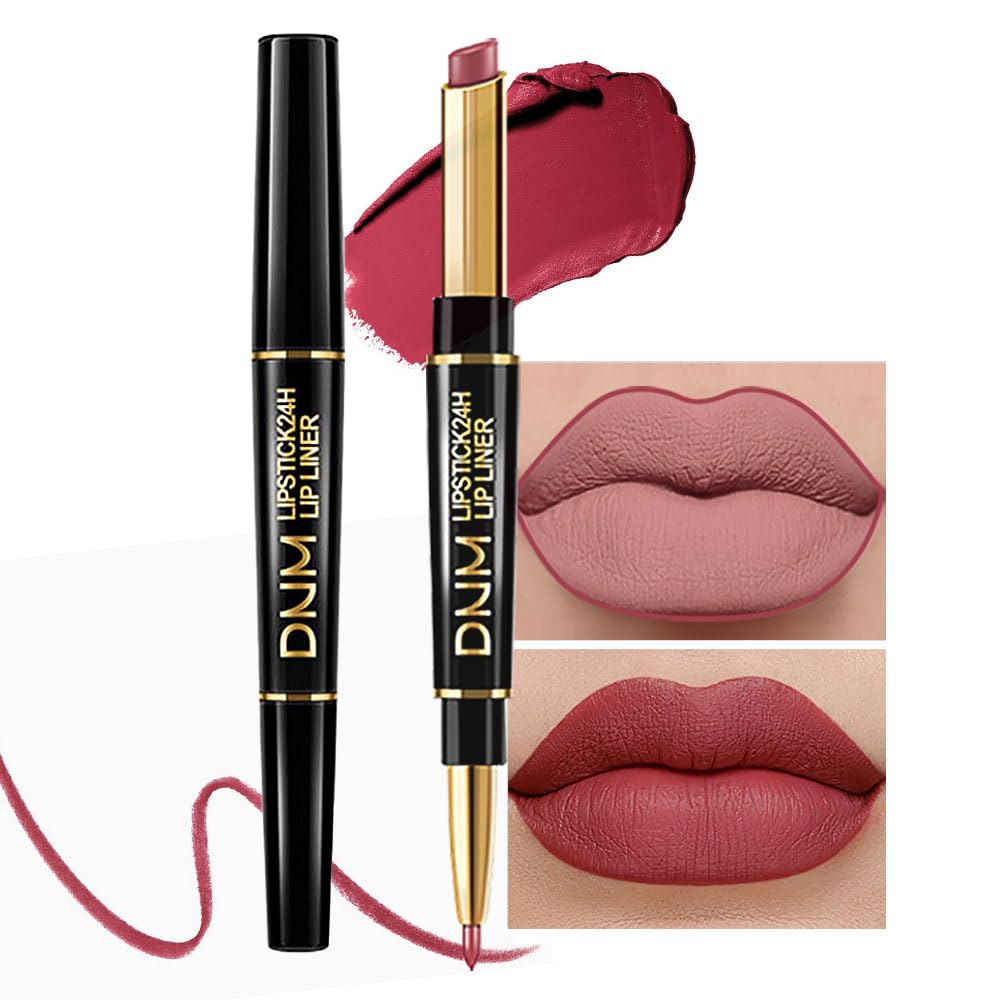 evpct 1Pcs Mauve Red Lip Liner and Lipstick Set Kit for Women Matte Lips Kit with Lip Liner Lip Stains Long Lasting Waterproof 24 Hour Lipstick and Lip Liners Combo Lipliners Pencil Set 13#