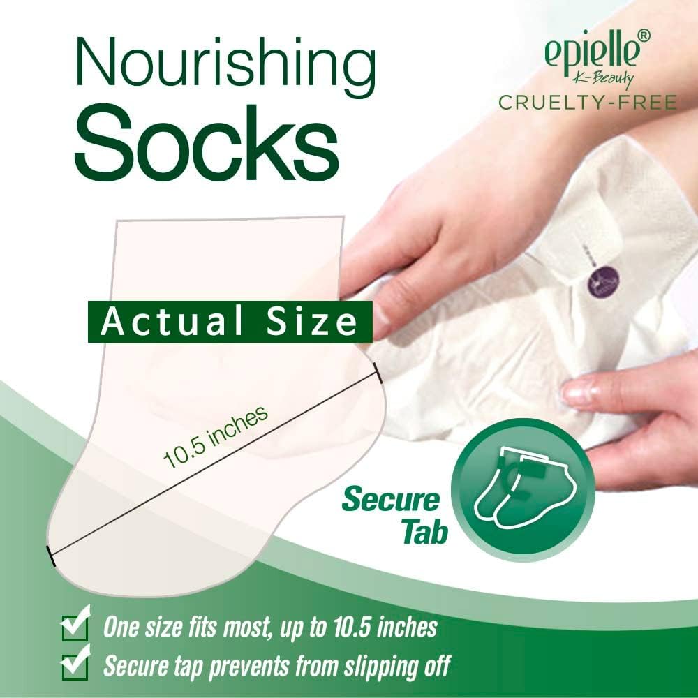 Epielle Nourishing Foot Masks 6 Pairs, Deep Moisturizing Socks for Dry Feet & Cracked Heels, Repair and Nourish with Hemp & Rosemary Extract, Foot Spa & Self Care Gifts for Women, Korean Skin Care