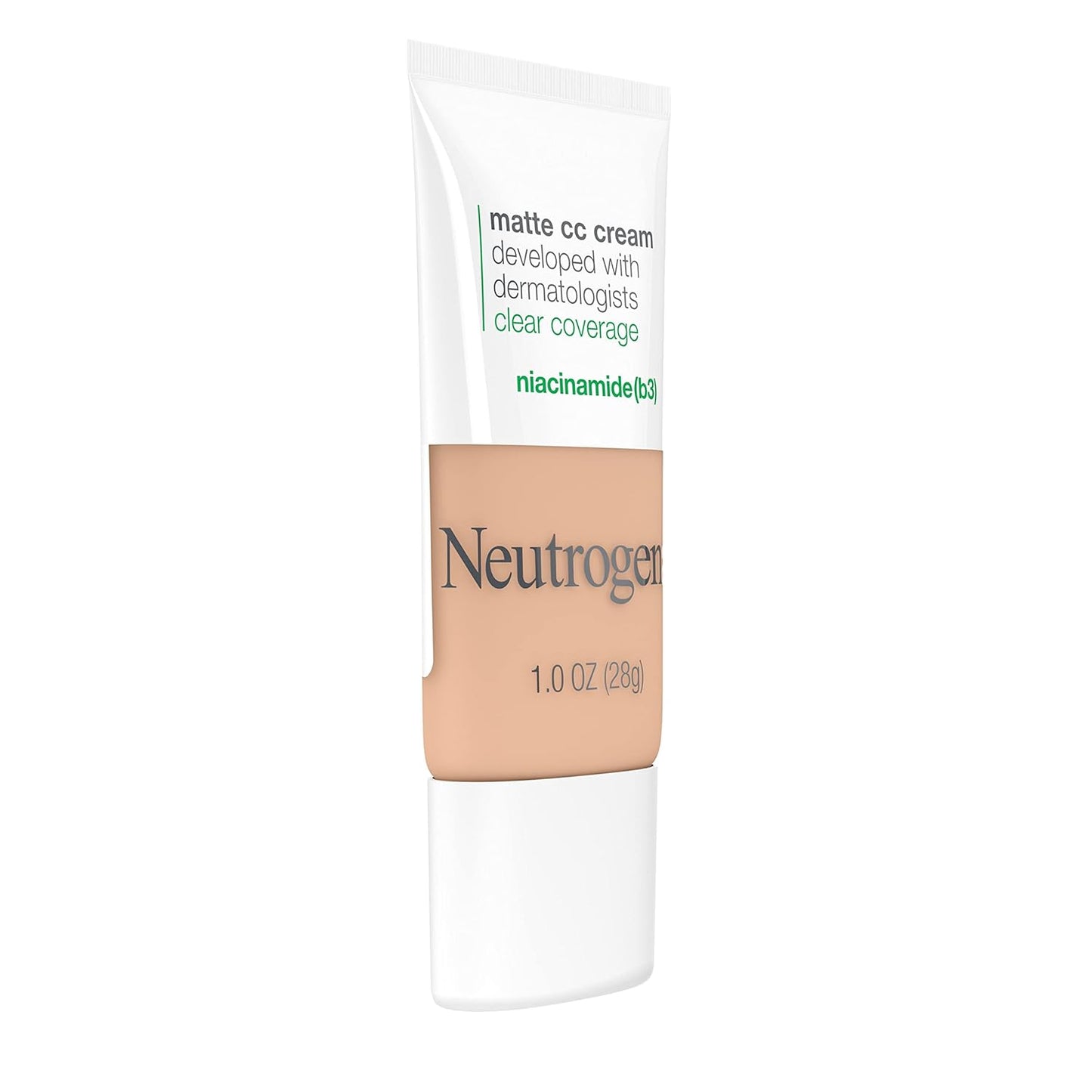 Neutrogena Clear Coverage Flawless Matte CC Cream, Full-Coverage Color Correcting Cream Face Makeup with Niacinamide (b3), Hypoallergenic, Oil Free & -Fragrance Free, Warm Peach, 1 oz