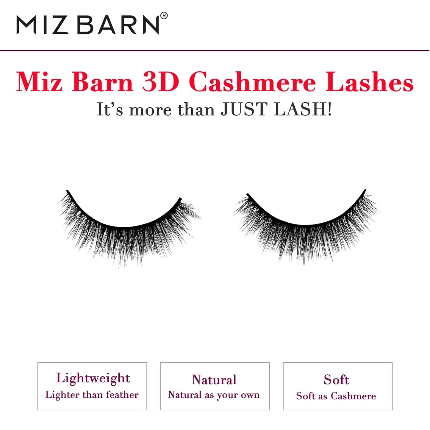 Miz Barn Lashes 5 Pairs Cat Eyes Wispy Lightweight Natural 3D Cashmere Soft Long Extension Eyelashes Pack Handmade Luxurious Volume Fluffy False Eyelashes (CF109)