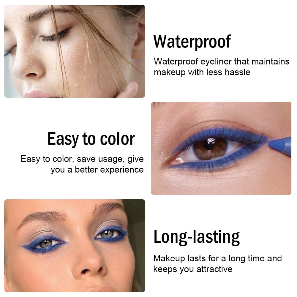 Kaely Gel Eyeliner Pencil for Women, Ruby Blue Eye Liner Waterproof Smudge Proof with Sharpener, Waterline Eye Makeup Liners, delineador de ojos contra el agua, Vegan & Cruelty-Free, 24