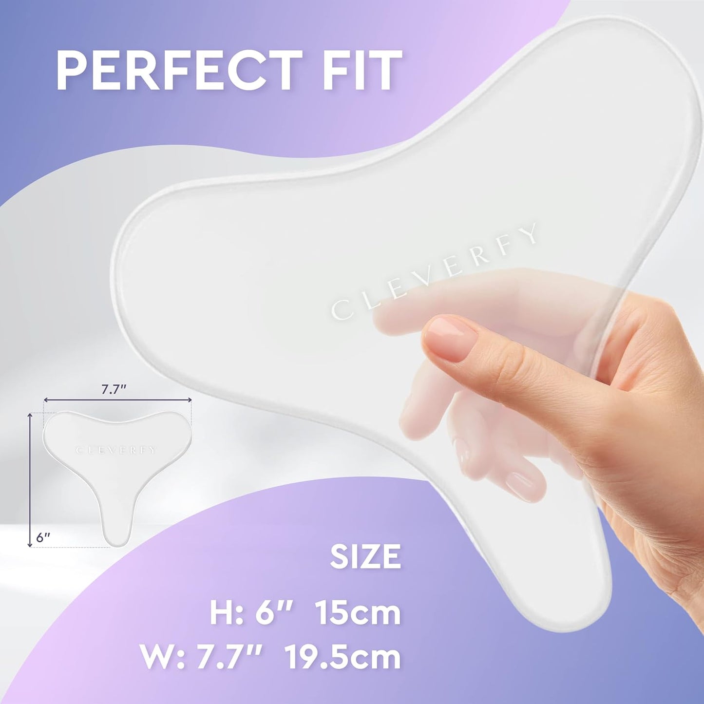 CLEVERFY Silicone Chest Wrinkle Pads Sleeping Reusable (4 Pack T-shape) - Decollete Anti Wrinkle Chest Pads - Silicone Patches for Wrinkles - Anti Wrinkle Patches for Decollete Wrinkle Prevention