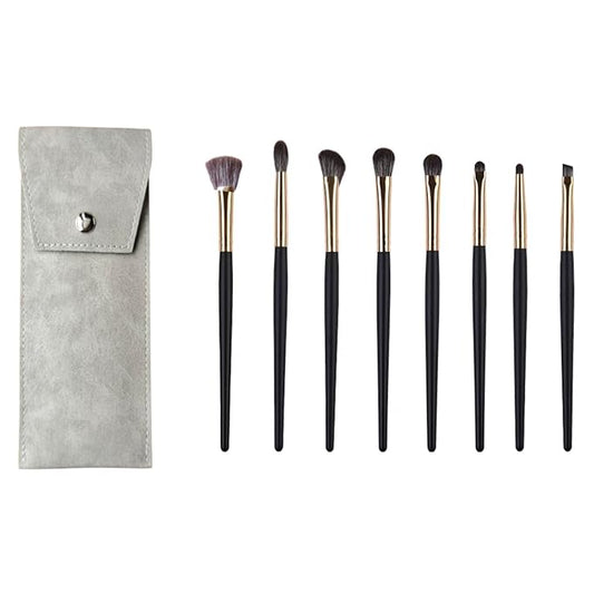 Eyeshadow Makeup Brushes Set with Case 8 PCS Soft Synthetic Hairs Eye Makeup Brushes for Blending Eyebrow Eyeliner Eyeshadow （Black）