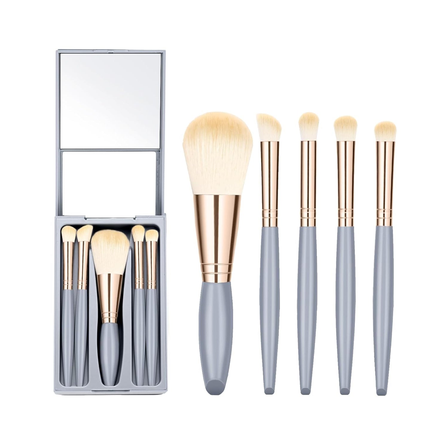 Travel Makeup Brush Set, travel make up brushes sets mini eye shadow kits small size eyeshadow case eyes makup brushed makeuo soft brushs basic cosmetic profesional tools (Sky Blue)