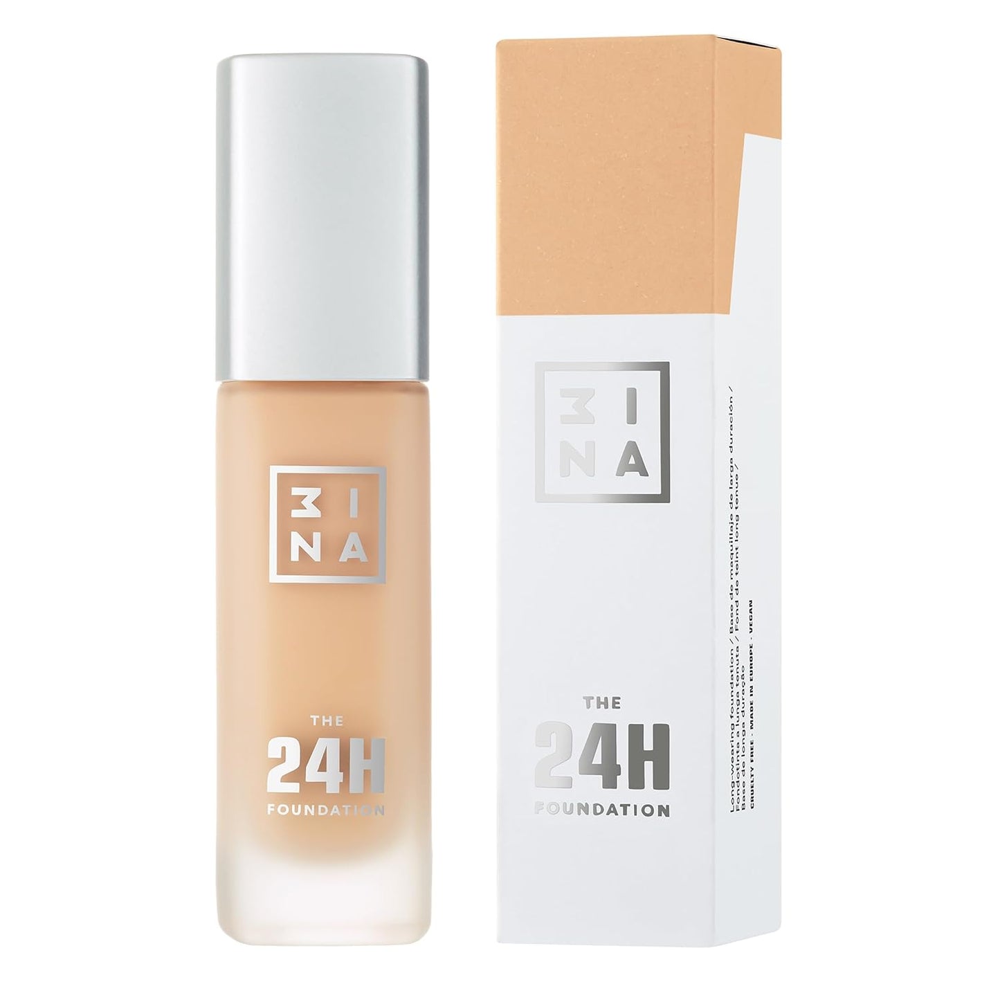 3INA The 24H Foundation 636-24H Long-Wearing Formula - Medium To High Buildable Coverage - Smooth Matte Finish - Expanded Shade Selection - Waterproof, Cruelty Free, Vegan Makeup - 1.01 Oz
