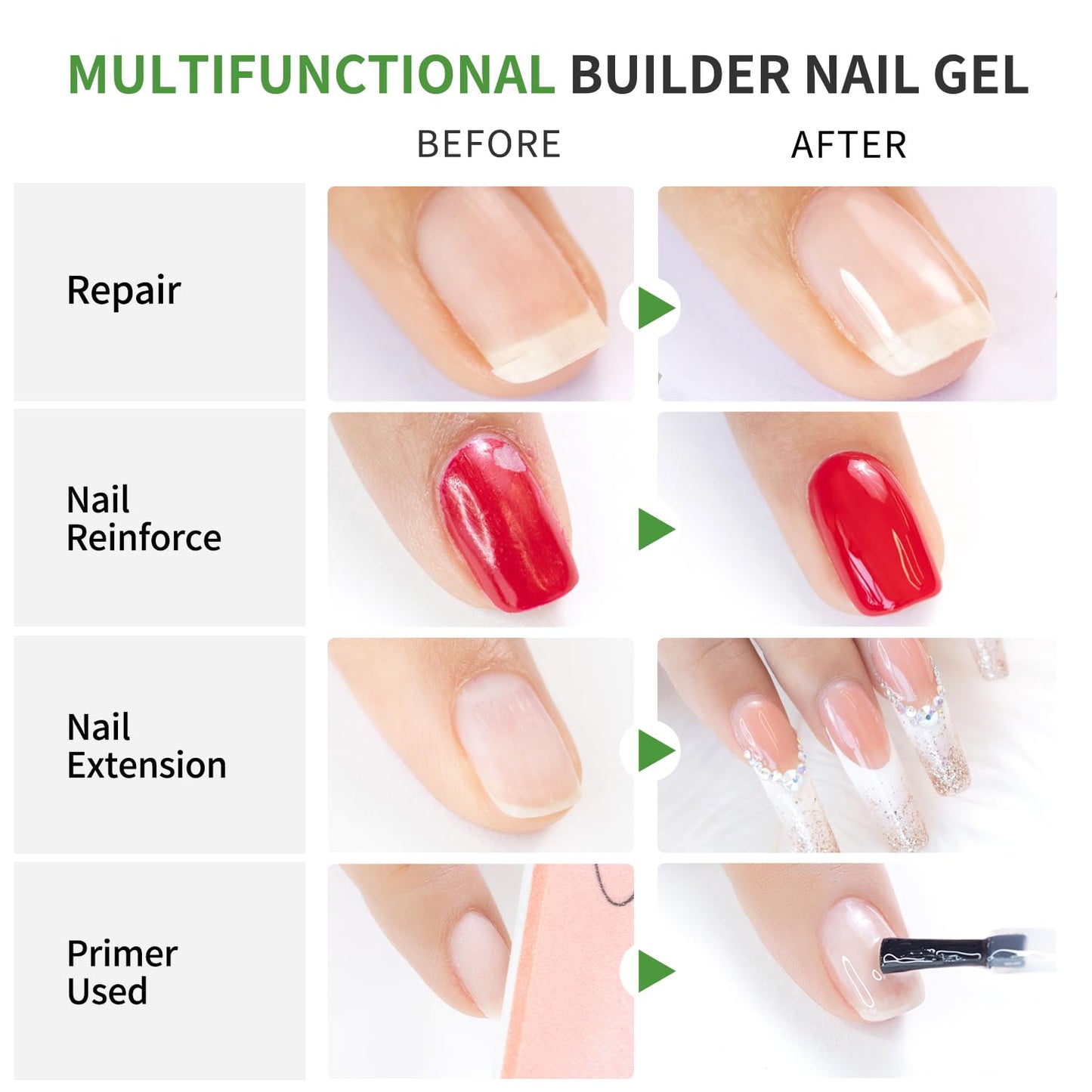 Hema Free Builder Gel - Hypoallergenic Strong Base Coat | Long-Lasting Adhesion (30+ Days) for Professional Nails Gift for Women