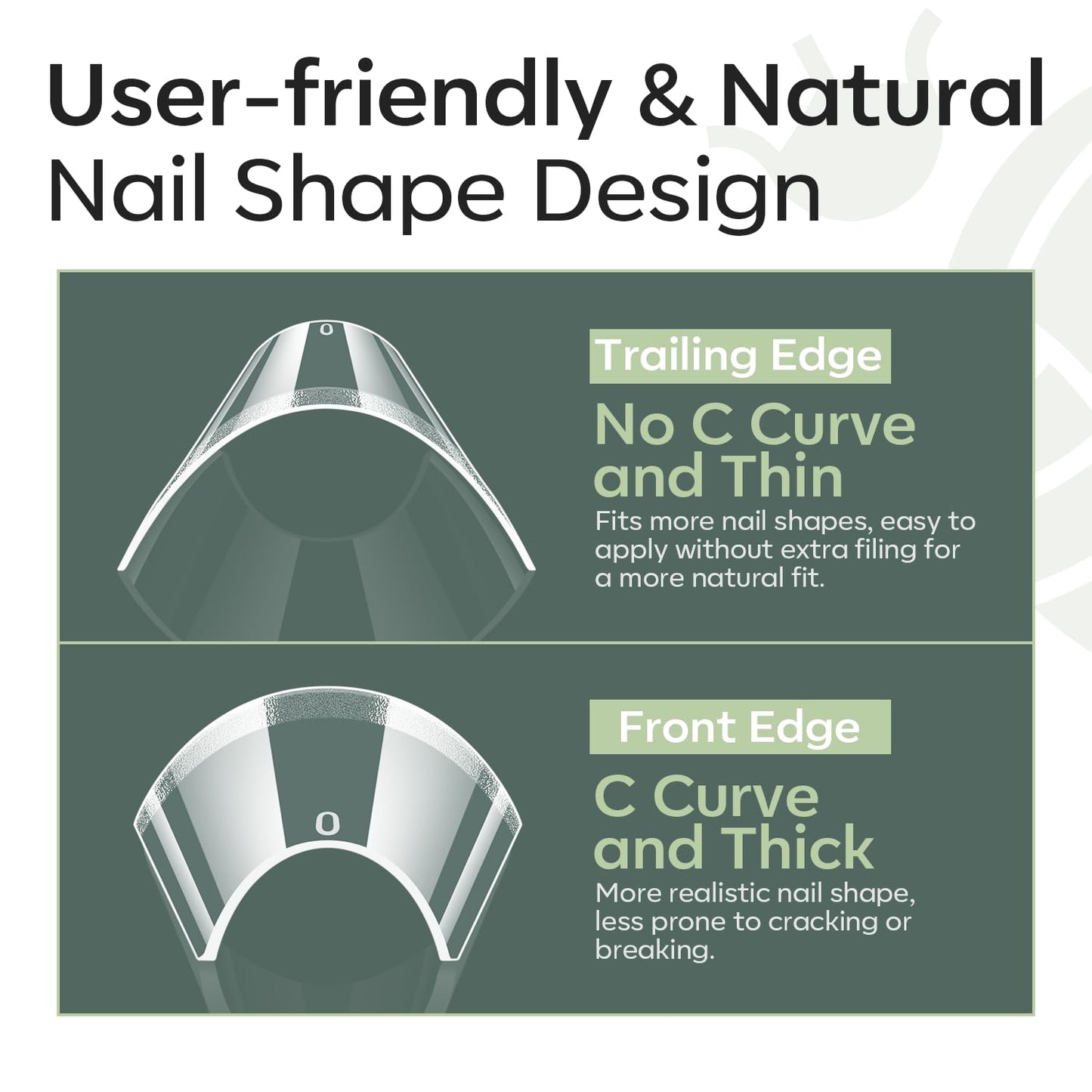 modelones Long Coffin French Nail Tips, 504 PCS No C Curve Pre-shaped Clear Acrylic Fake Nails Tips Gel Half Cover 12 Sizes with Box