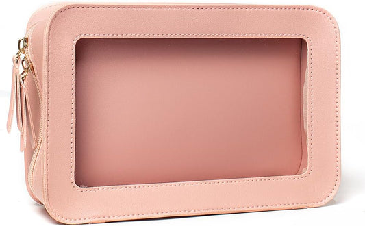 Clear Makeup Bag Small, TSA Approved Portable Toiletry Bag with Zipper Cosmetic Travel Bag Makeup Organizer Case Mini Makeup Pouch for Purse Car Organizer Bag for Women Men