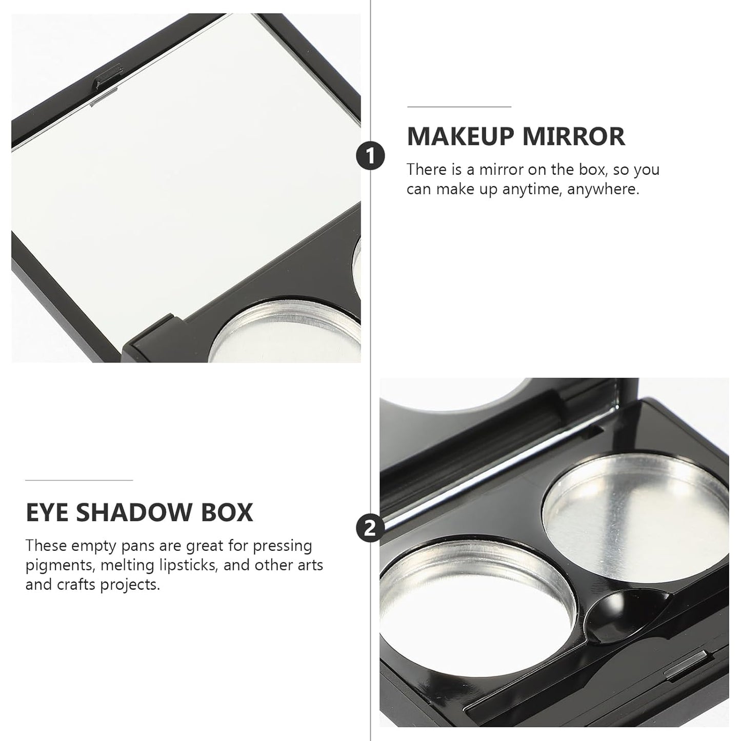 Empty Magnetic Eyeshadow Makeup Palette with 2Pcs Round Metal Pans,Magnetic Makeup Palette, Empty Makeup Palette，Aluminum Blush Empty Magnetic Eyeshadow Case,Customizable Beauty Organizer