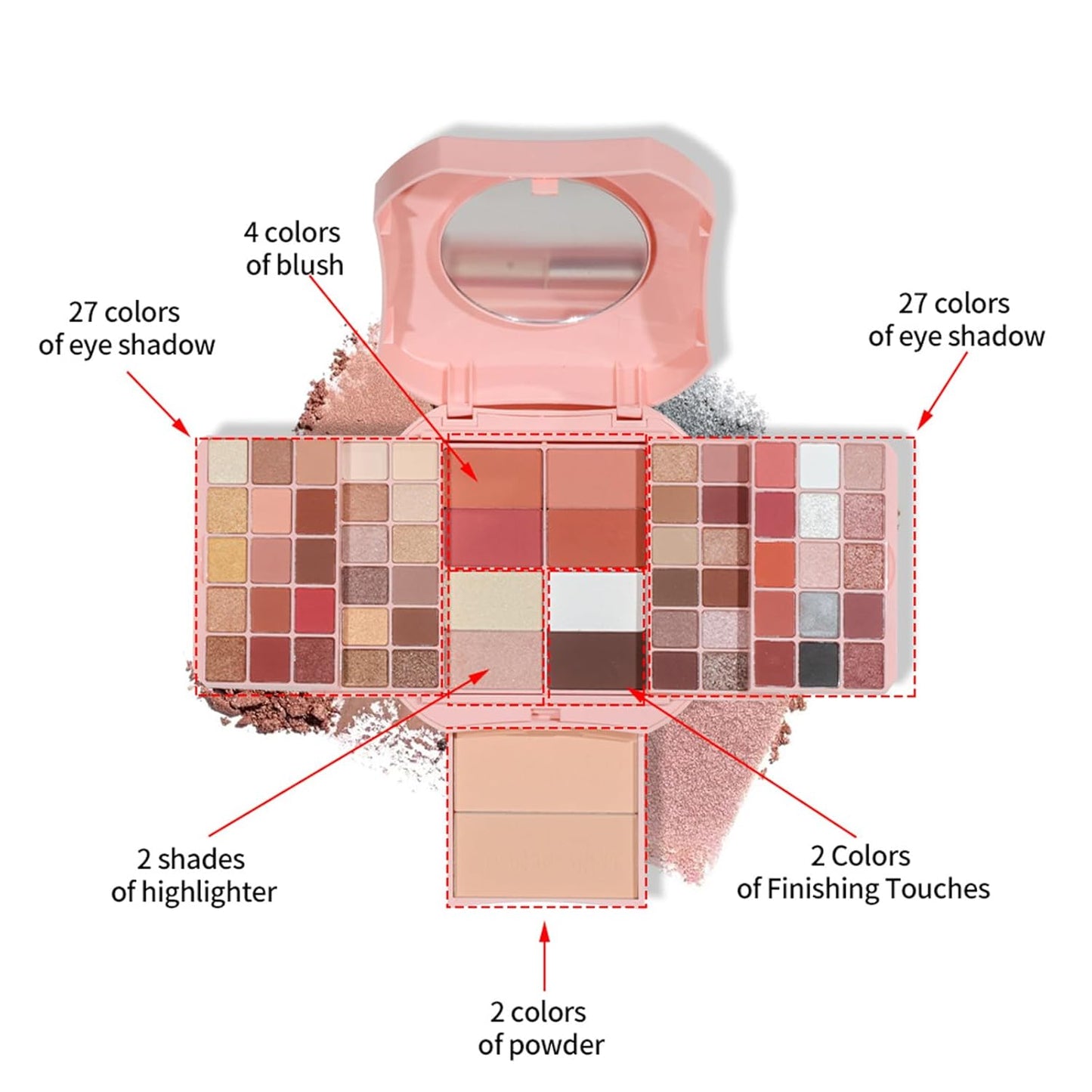 Makeup Eyeshadow Palettes, 64 Colors Protable Multifunction Blush Highlighter Contour Palettes with Matte Shimmer Pearl Makeup Effect for Daily Party Makeup - High Pigment Waterproof #5