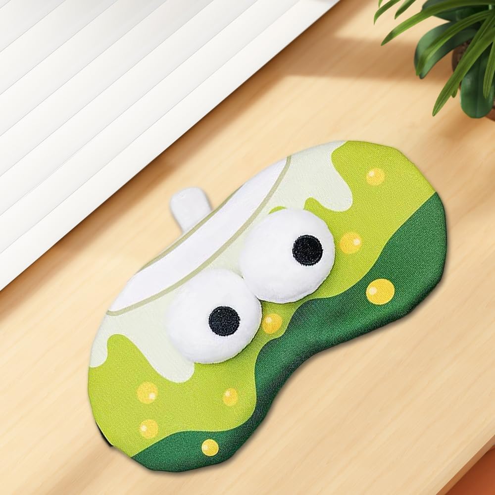 PERFECTSIGHT Sleep Eye Masks, Cute Plush Sleep Eye Cover Lightweight Adjustable Eyeshade Faux Fur Mask Cover for Women Men Sleep Travel Nap, Bubble Tea