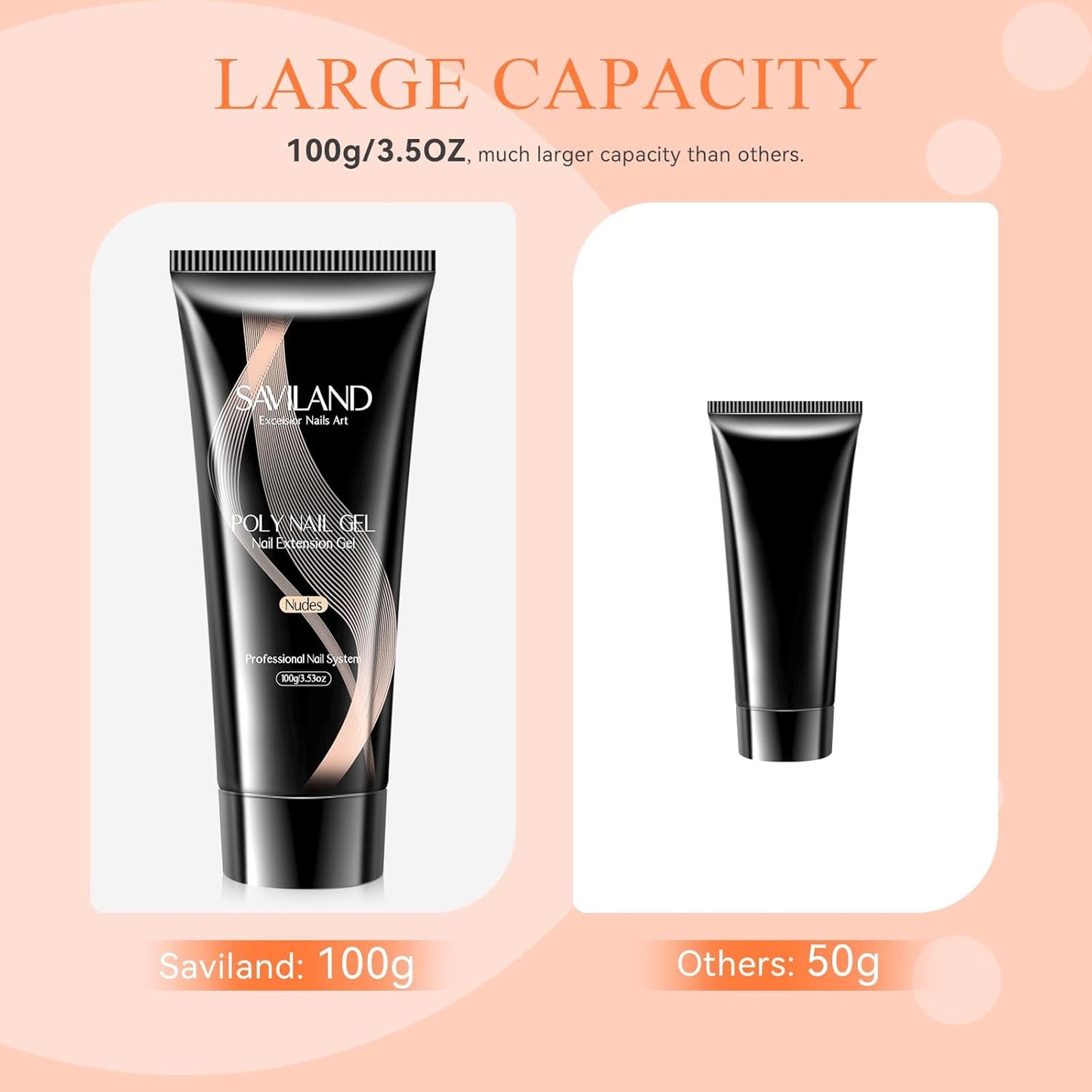 SAVILAND 100ML Poly Nail Extension Gel: Larger Capacity Poly Gel at-Home Easiest Hard Nails Gel Nudes for Starter Long-Lasting Poly Nail Gel Beginner No Lifting Super Durable Gift for Girls