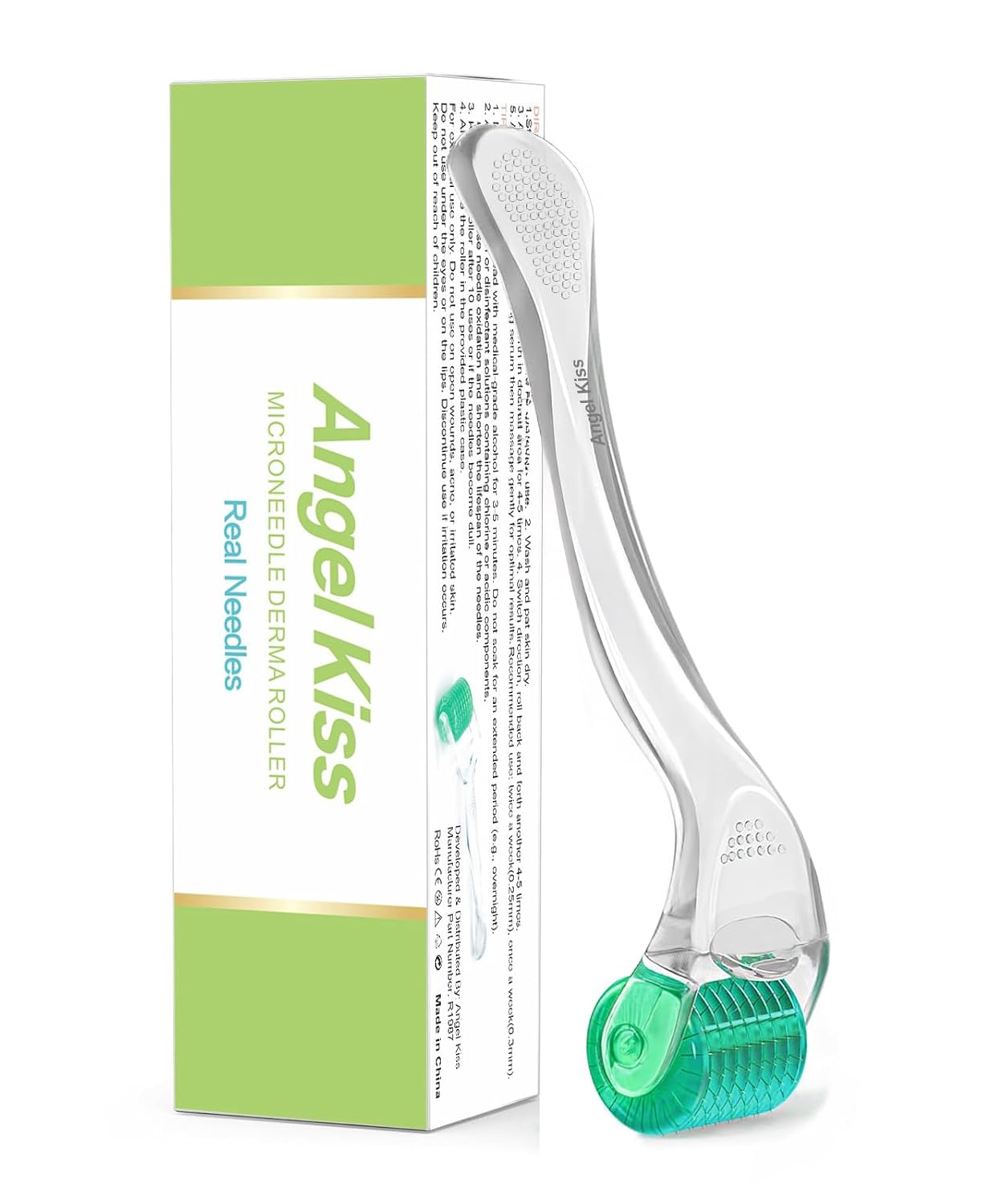 Angel Kiss 192 Derma Roller REAL NEEDLES Microneedling Roller 0.25 mm Stainless Steel Needles - Microneedle Roller for Face - w/Storage Case