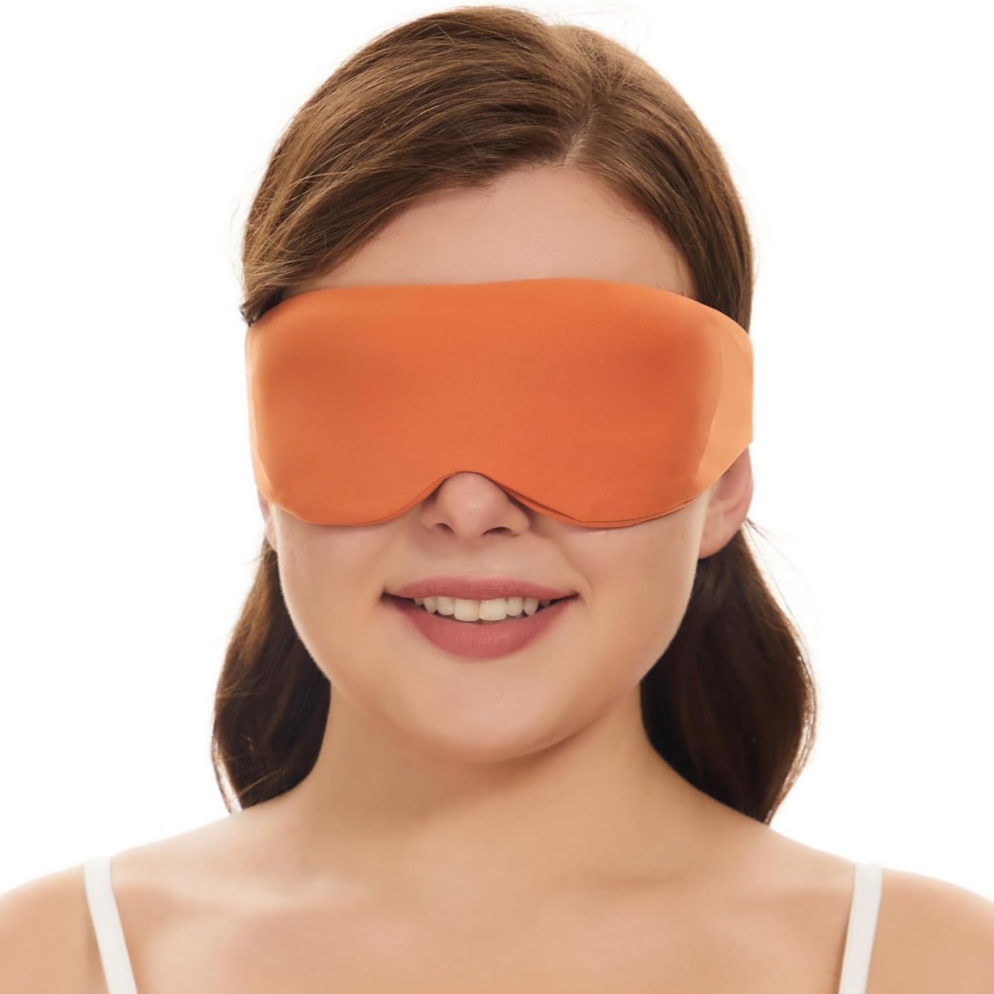 ALASKA BEAR Sleep Mask for Side Sleepers Patented Design, Cup-Shaped and Extra-Soft, 100 Blackout Eye Mask Shades Cover for Men and Women Home or Travel, Machine Washable, Tangerine