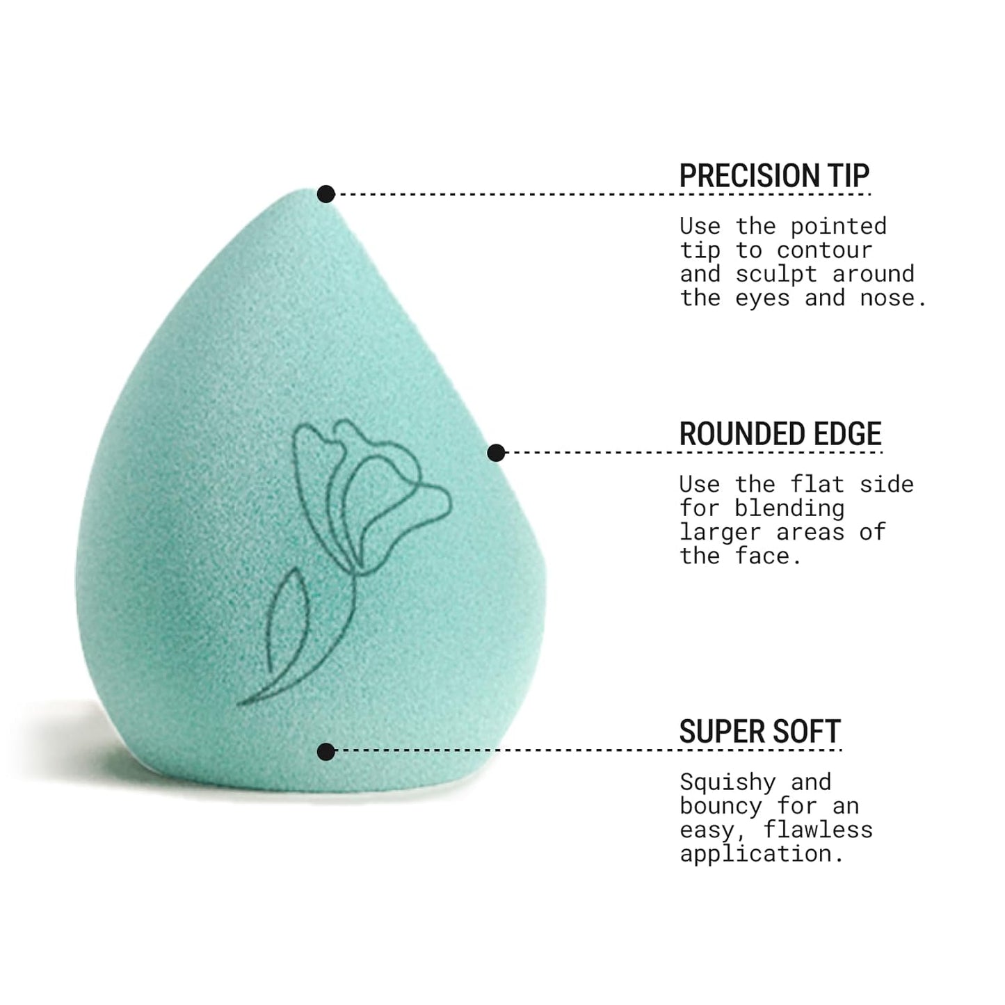 JUNO & Co. Microfiber Makeup Sponge, Dual Layer Technology for Full Coverage Flawless Makeup Blender for Foundation, Powder and Cream (Bamboo Style and Green Color)