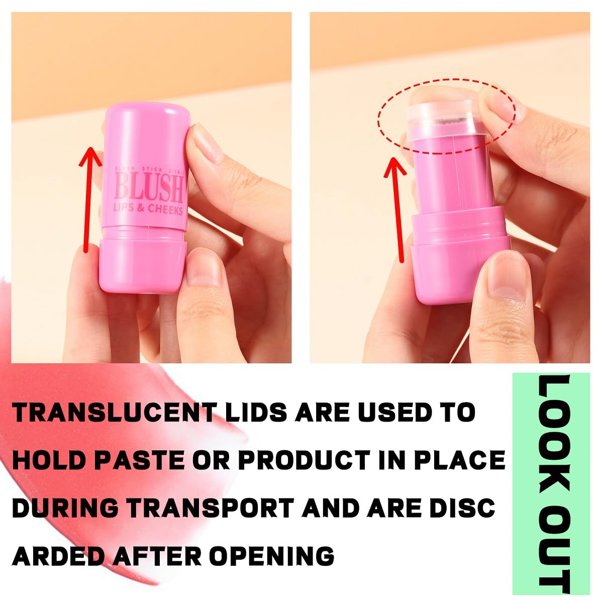 Milk Jelly Blush Stick, Lip and Cheek Makeup Cooling Water Jelly Tint,Vegan & Cruelty Free. (Coral)