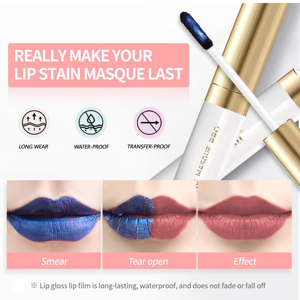 Lip Stain Peel Off – Long Lasting Waterproof Lip Tint, Smudge Proof Transfer Resistant Lip Stains Tattoo,High Pigment Matte Lip Color, Kiss Proof Peel Off Lip Stain Masque,All-Day Stay Lip Makeup 06#
