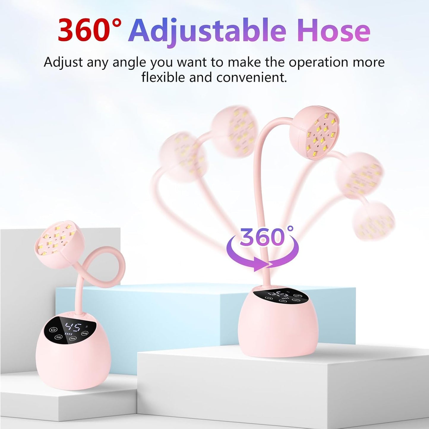 Makartt UV LED Nail Lamp - Gooseneck UV Light for Gel Nails Cherie Cordless USB 39W Nail Dryer Gel Lamp with 4 Times & Auto Sensor Professional Fast Flash Curing Polish Nail Art