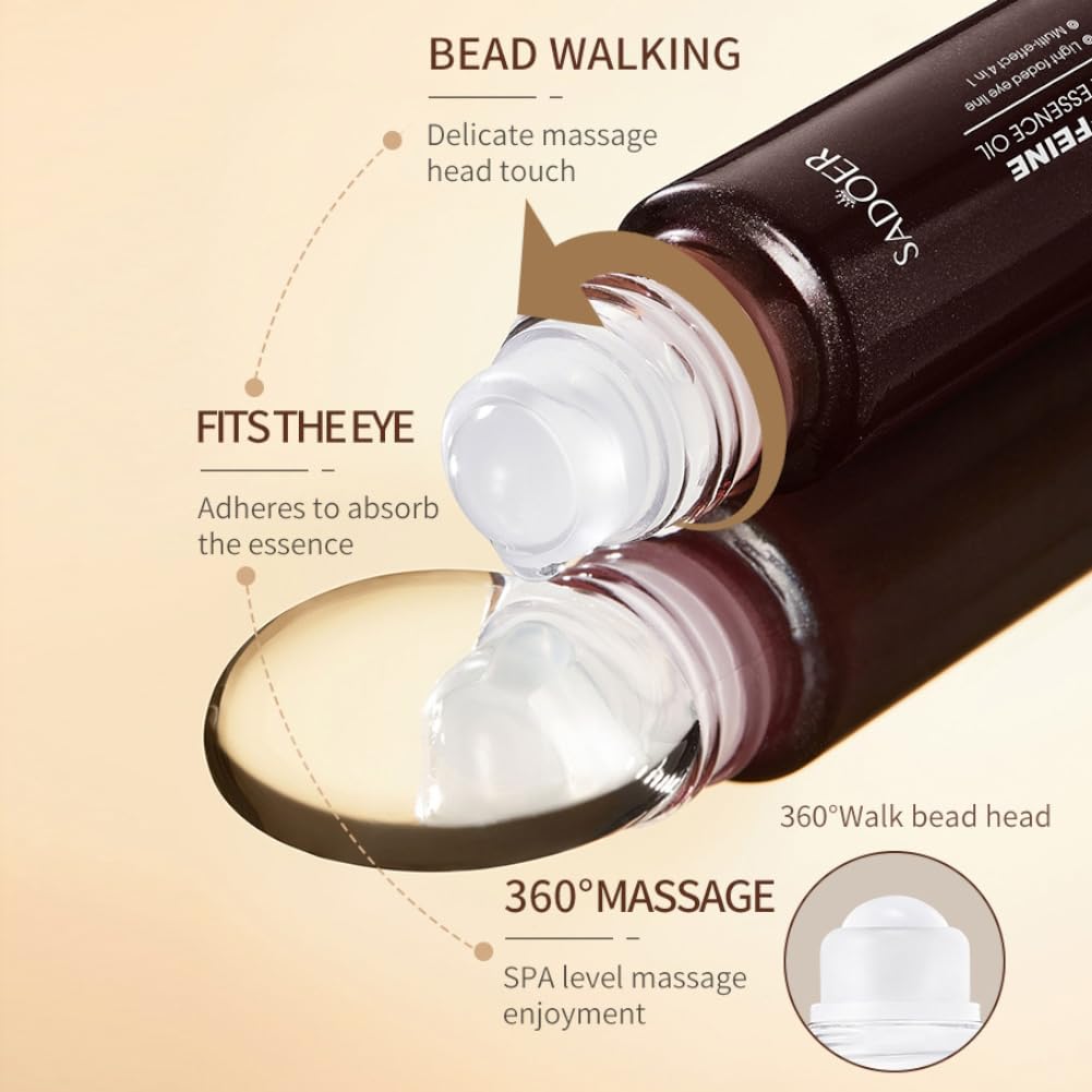 2 Pack Caffeine Eye Serum Under Eye Roller Cream For Dark Circles And Puffiness, Caffeine Eye Cream 360 Massage Ball Reduce Fine Lines Wrinkles And Bags Under Eyes, Hydrates Brightens Under Eye Area