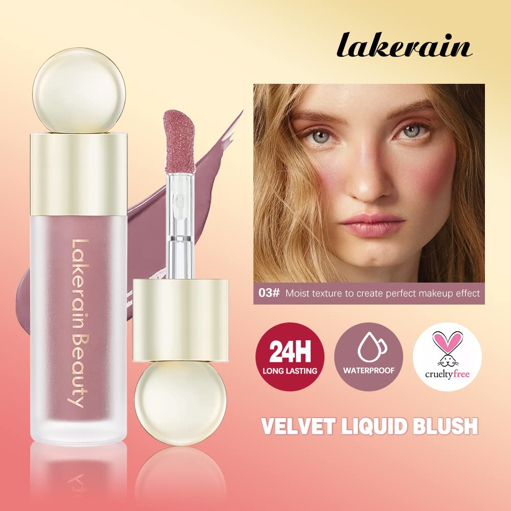 Soft Velvet Liquid Blush Face Makeup Matte Cream Blush for Cheek Weightless,Long-Lasting,Natural-Looking,Smudge Proof,Dewy Finish Skin Tint Blush Makeup(#03)