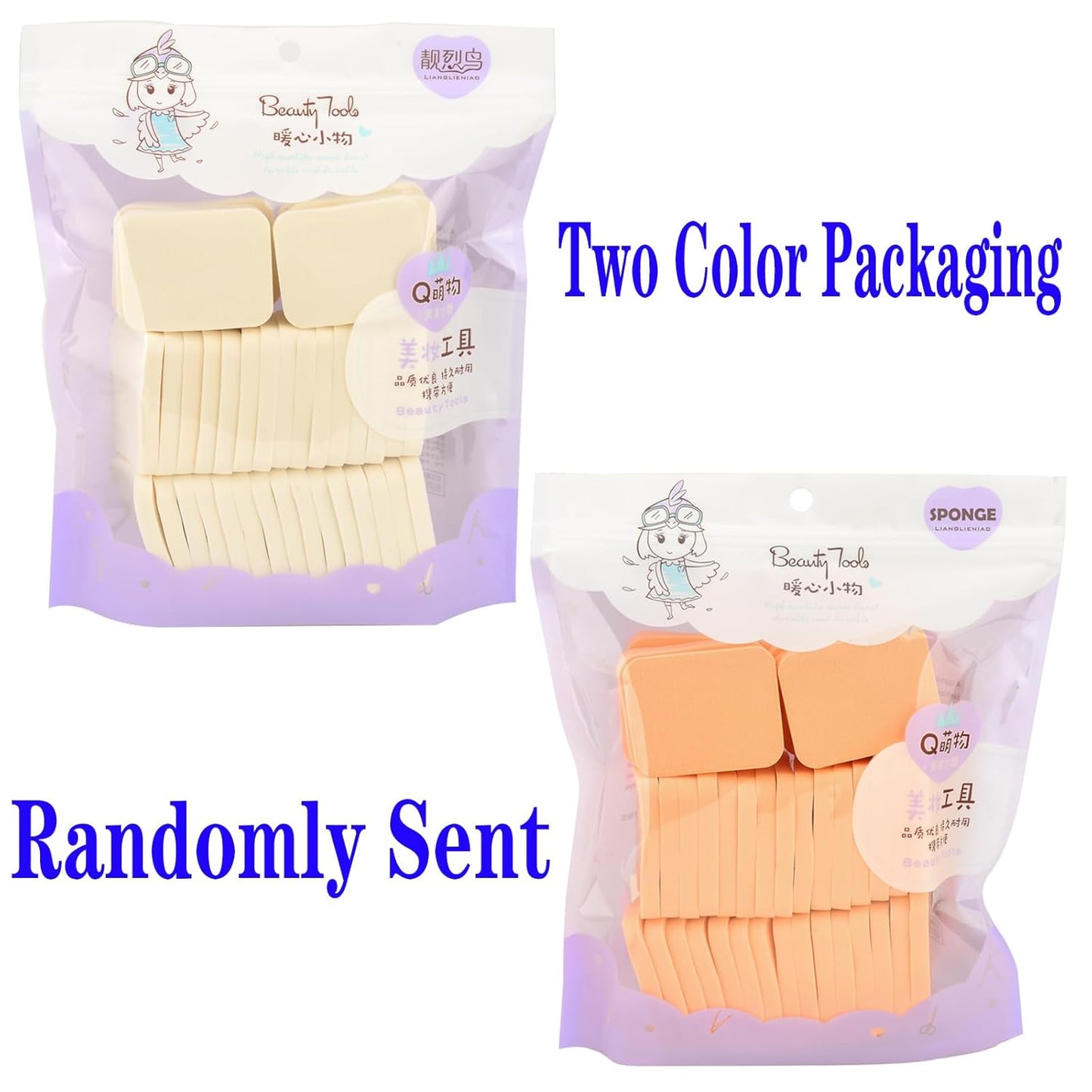 40 PCS Makeup Blenders Sponges Set, Use for Dry and Wet, Perfect for Full Face Curve Blending, Cream, Liquid, Powder Foundation Cosmetics, Latex Free & Soft & Flexible, Square