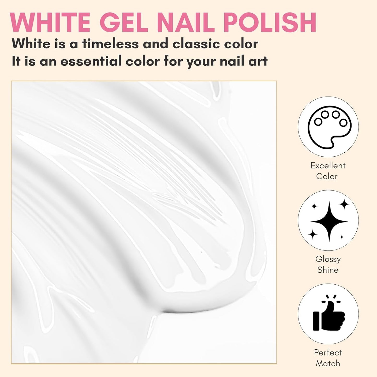 Makartt White Gel Nail Polish 15ml, Soak Off Blanc Gel for UV LED Light, DIY Nail Art, Manicure Designs, Salon & Home Use, Long Lasting and Easy Application