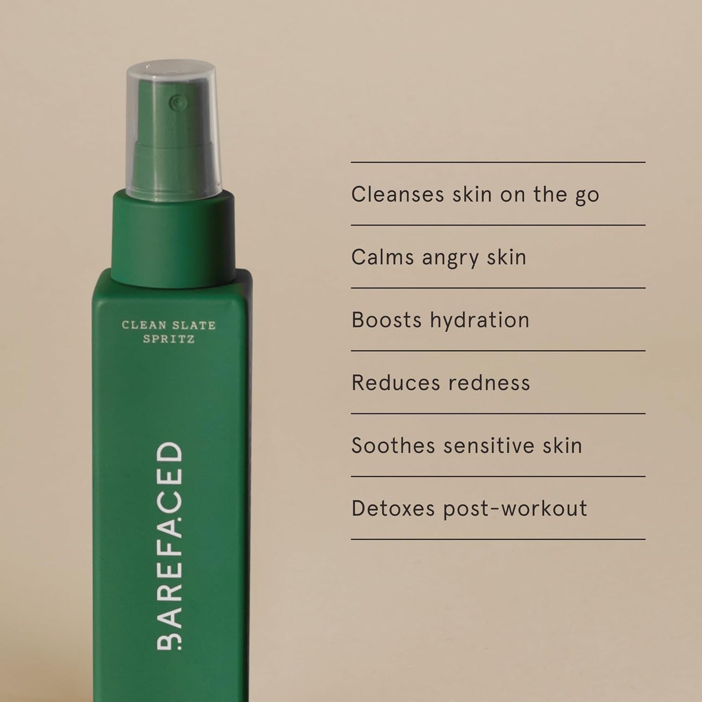Barefaced Clean Slate Spritz 4 Fl Oz - Hypochlorous Acid Mist for Face & Body, Cleanses Skin on the Go, Setting Spray For Makeup, Boosts Hydration, Reduces Redness, and Soothes Sensitive Skin