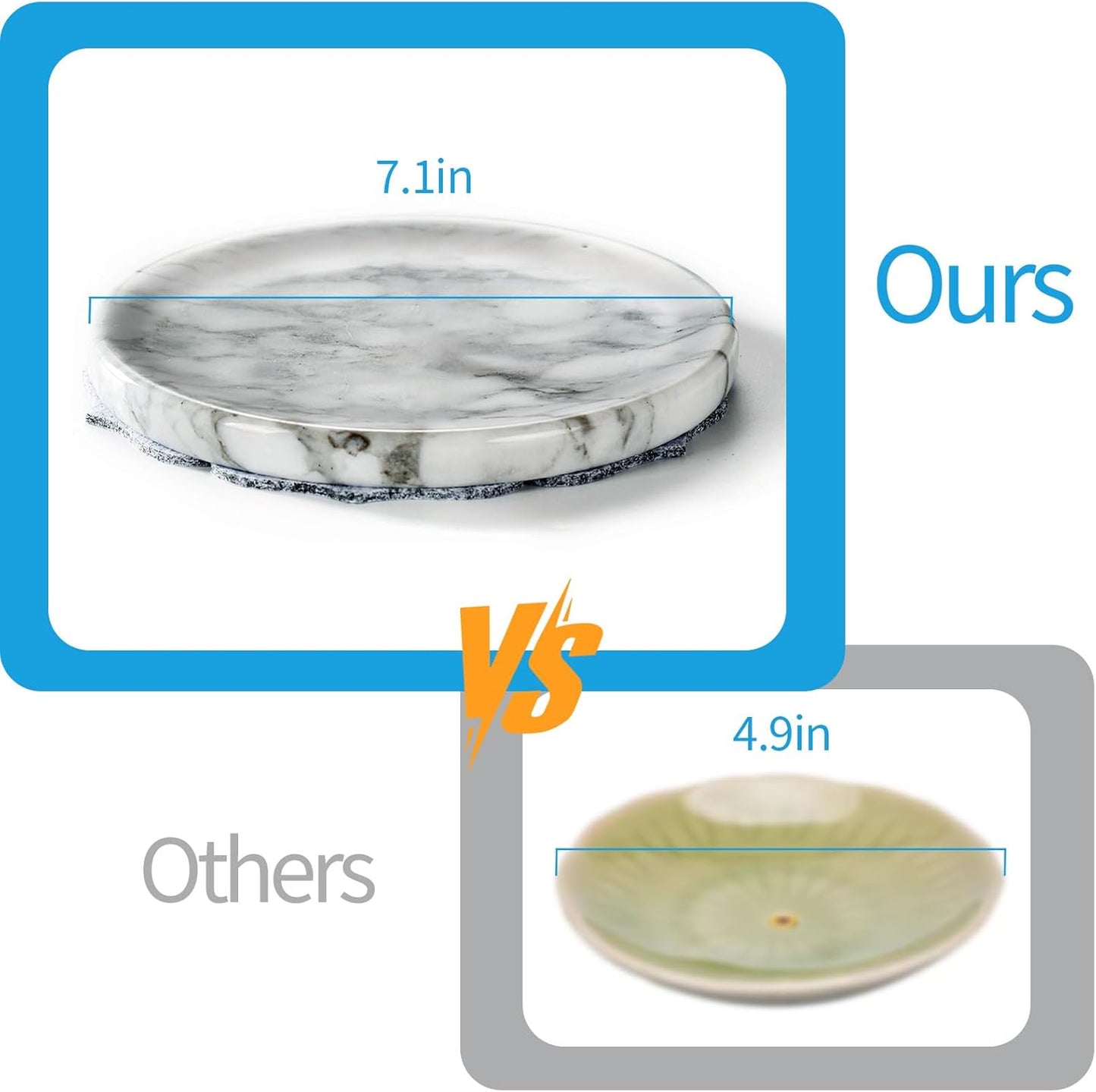 7.1-Inch Marble Incense Holder, Long Incense Holder for Sticks, Large Incense Sticks Holder for Meditation Yoga SPA, Incense Burne for Palo Santo/Sage/Cone/(Grey and White)