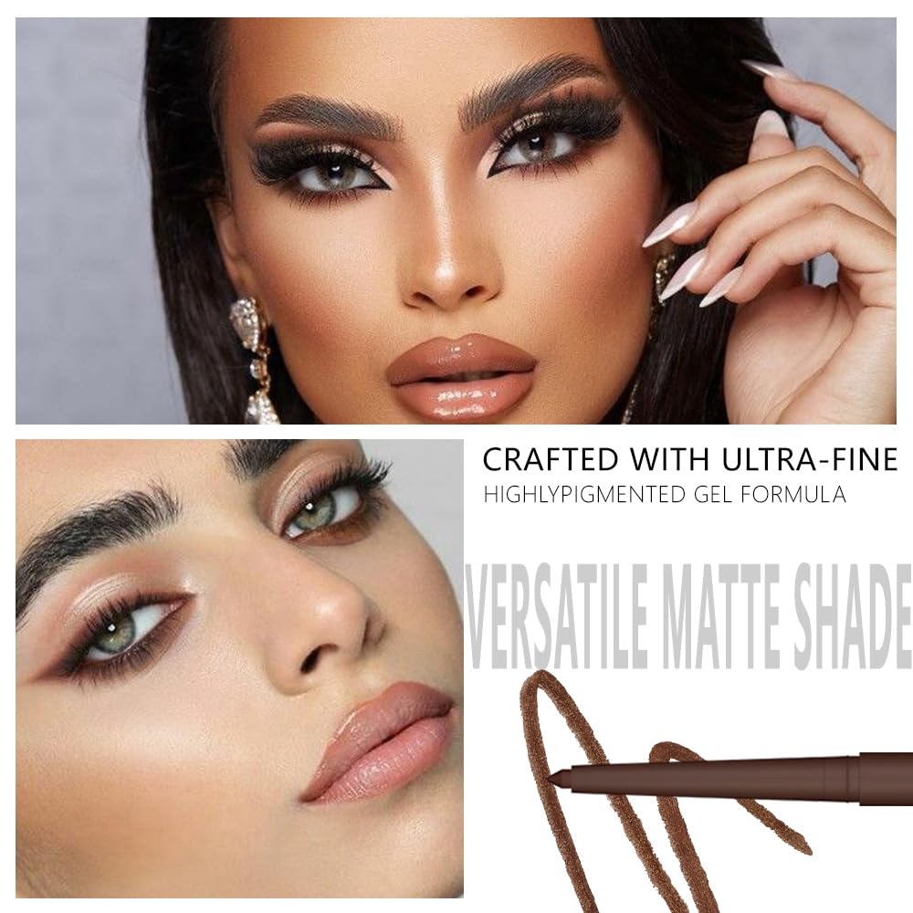 evpct Brown Eyeliner Pencils for Eyes, Brown Colored Eye Liner Pencil Pen Makeup Waterproof Smudge Proof, Colored Gel Waterline Eyeliner Liquid, Face Eye Paint Stick Lipstick Halloween Makeup 11