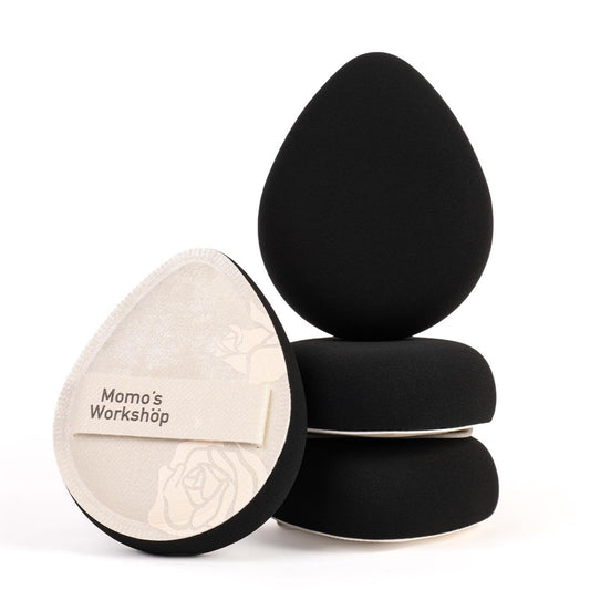 Satin White Egg Makeup Sponge,Firm Bounce Rubycell,Cushion Sponge with Wide PU Leather for Quick-Dry/Full Coverage Foundations, Cosmetic Puff,2pcs Beauty Puffs&Storage Case