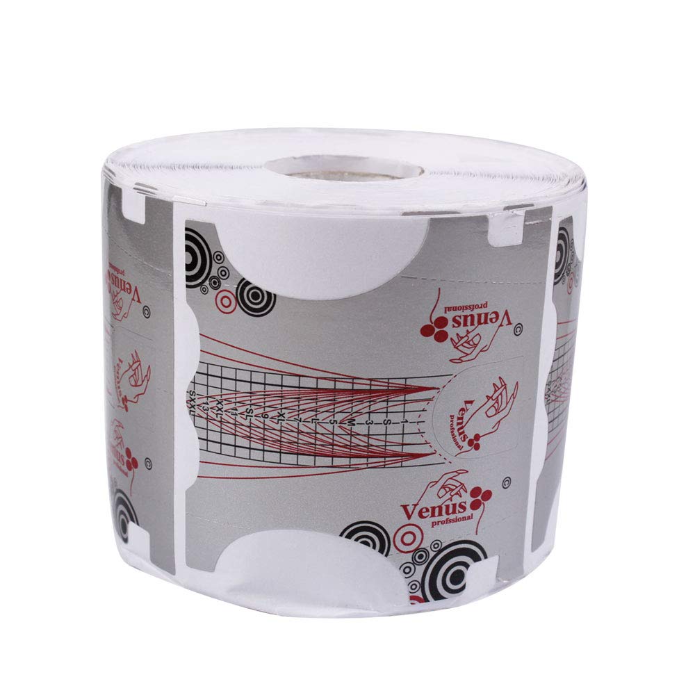 500Pcs Nail Form, Nail Art Guide Stickers for Acrylic UV Gel Nail Tips Manicure Extension Tool (1 Roll / 500 PCS - Sliver)