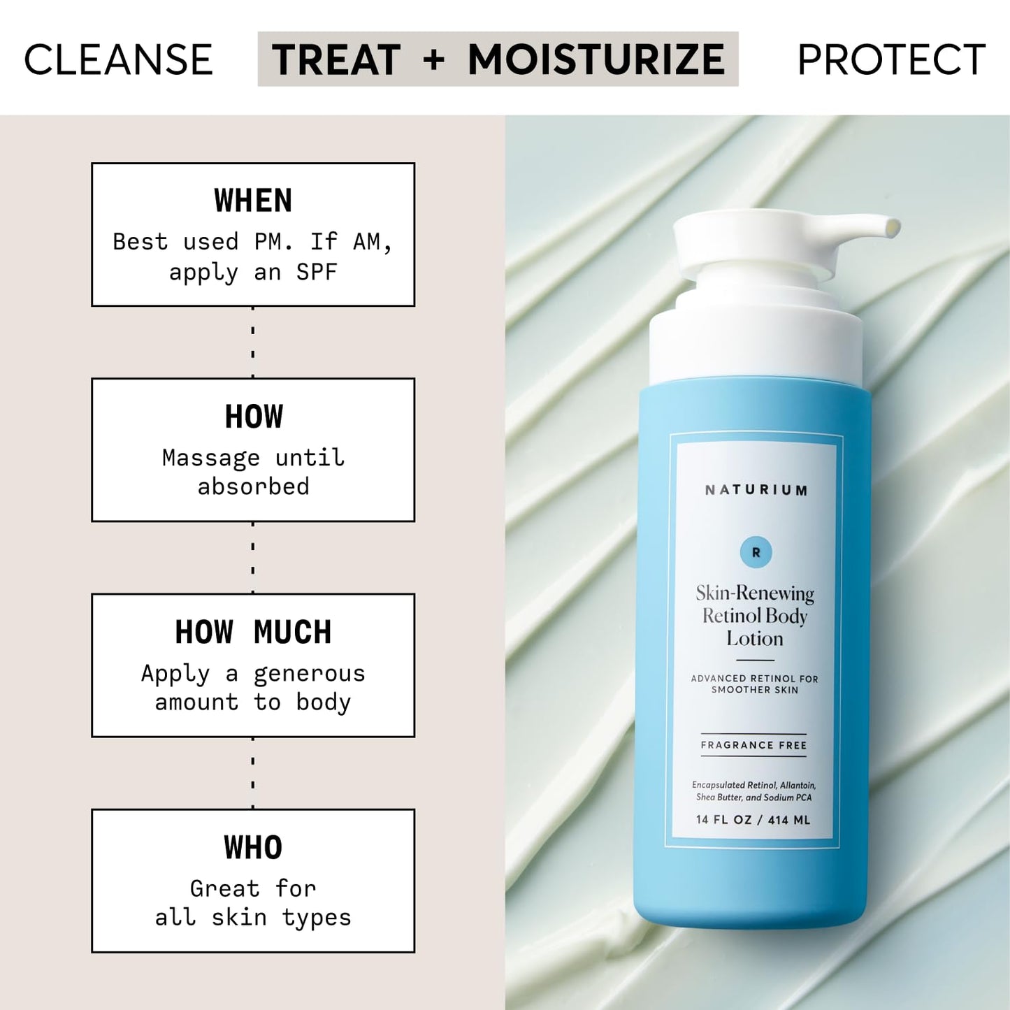 Naturium Skin-Renewing Retinol Body Lotion Jumbo, Advanced Firming Anti-Aging Skin Care, with Encapsulated Retinol & Shea Butter, 14 oz