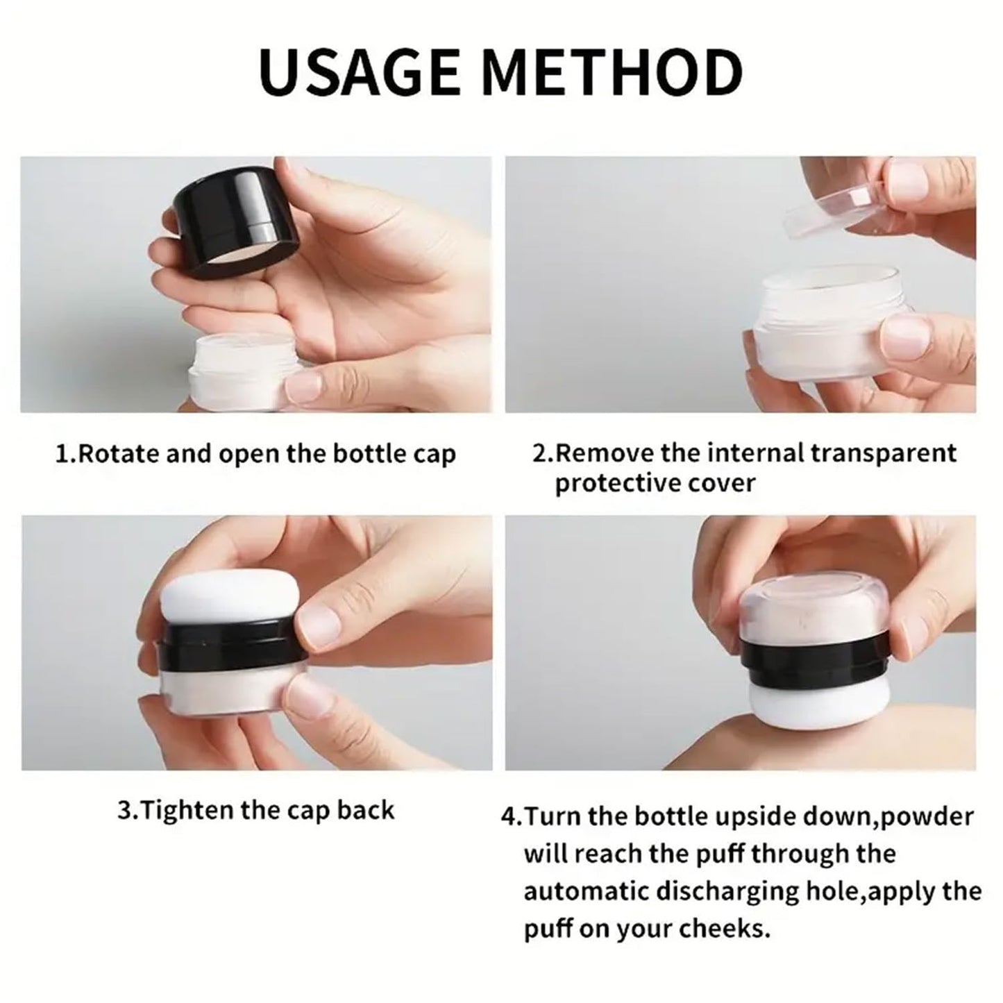 Setting Powder Lightweight Loose Powder Finishing Powder Long-Lasting Face Powder Waterproof with Soft Mushroom Powder Puff & Mirror, Matte Finish,0.28 Oz (Light Apricot/Translucent)