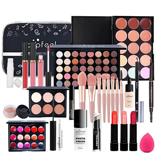 All in One Makeup Kit Makeup Kit for Women Full Kit Multipurpose Makeup Kit-Makeup Brush Set,Eyeshadow Palette,Lip Gloss Set, Makeup Bag,Eyebrow Pencil,Mascara and Face Makeup