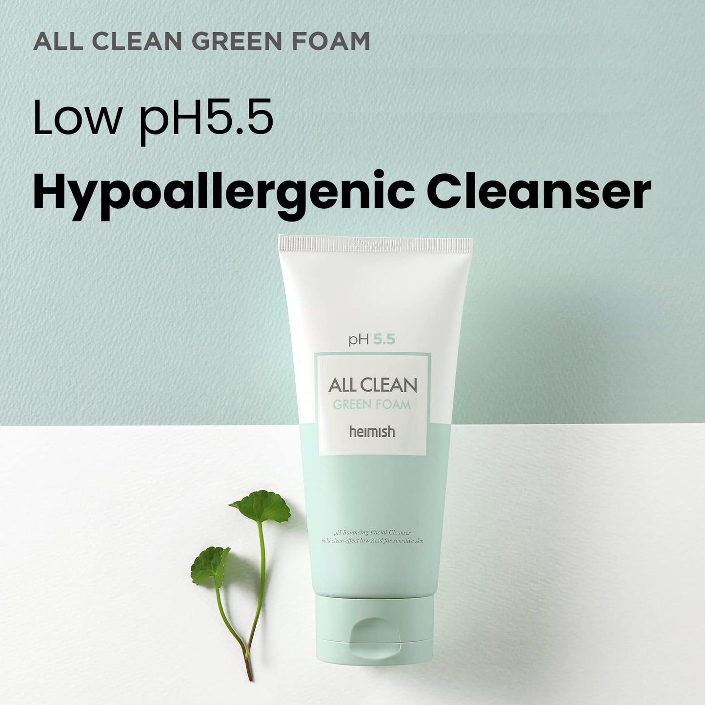 HEIMISH All Clean Green Foam Moisturizing Face Cleanser, Hydrating Gentle Gel Cleanser, Daily Face Wash for Sensitive Skin with Amino Acid, P.H 5.5, for Double Cleansing, Korean Skincare, 5.3oz/150g