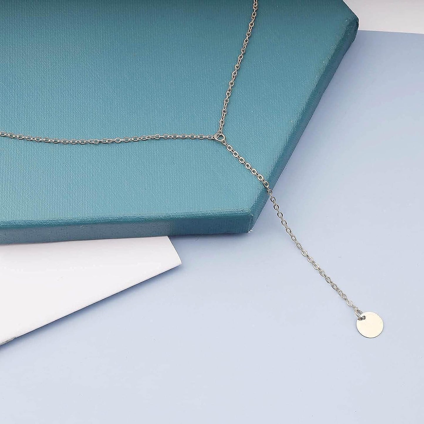 Boho Coin Disc Necklace Gold Long Y Lariat Necklace Disc Y Drop Necklace Trendy Minimalist Everyday Necklace Jewelry for Women and Girls