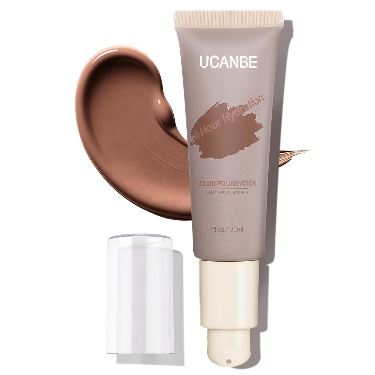 UCANBE Matte Liquid Foundation Makeup, Medium to Full Coverage Waterproof Longwear Serum Cream Foundation for Combination & Oily Mature Skin, Lightweight Hydrating & Nourishing, Cocoa, 1 fl. oz.