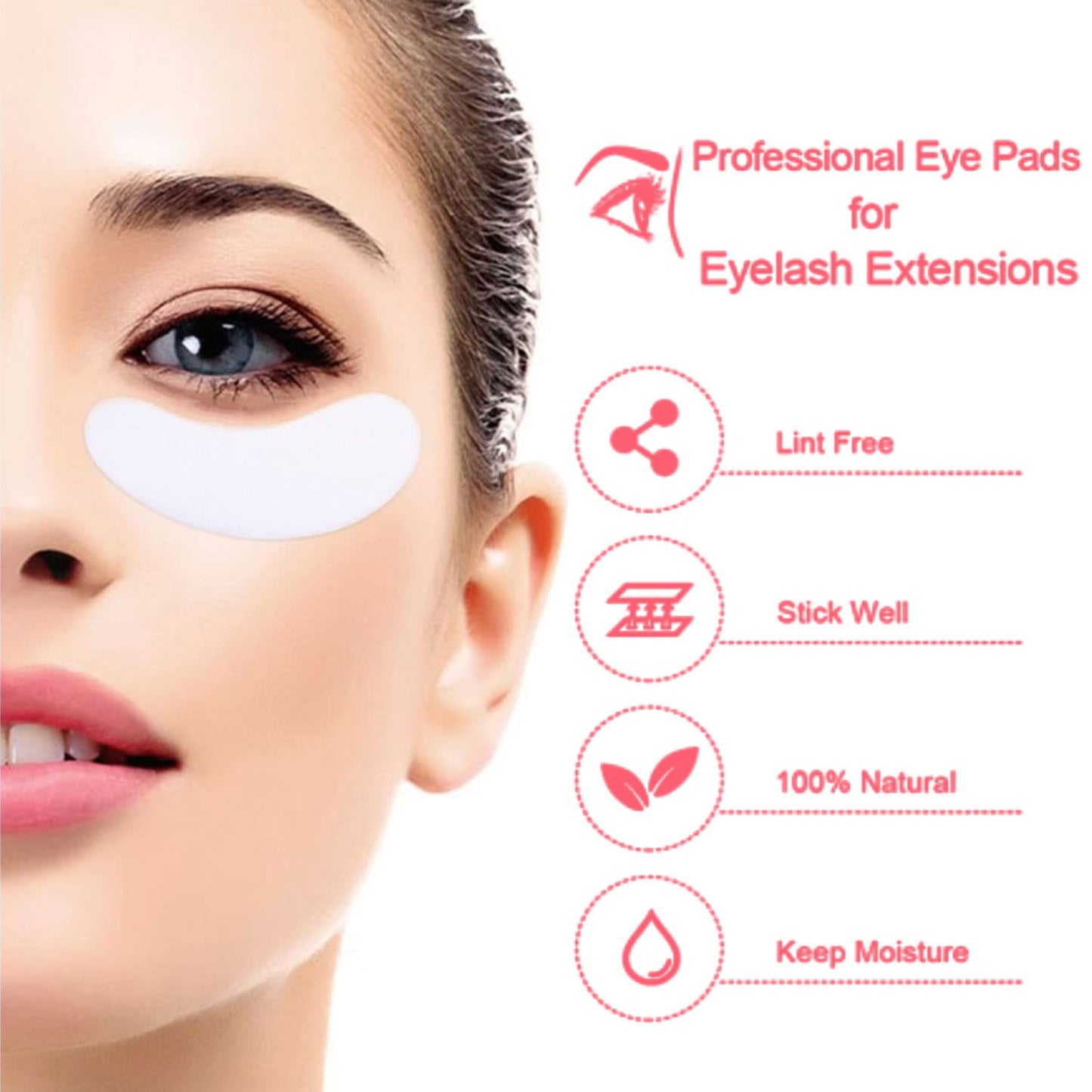 VEYES INC 50 Pairs Pink Hydrogel Eye Patch Eyelash Extension Natural Lint Free Under Eye Gel Pads Lash Extension Supplies & Beauty Tools