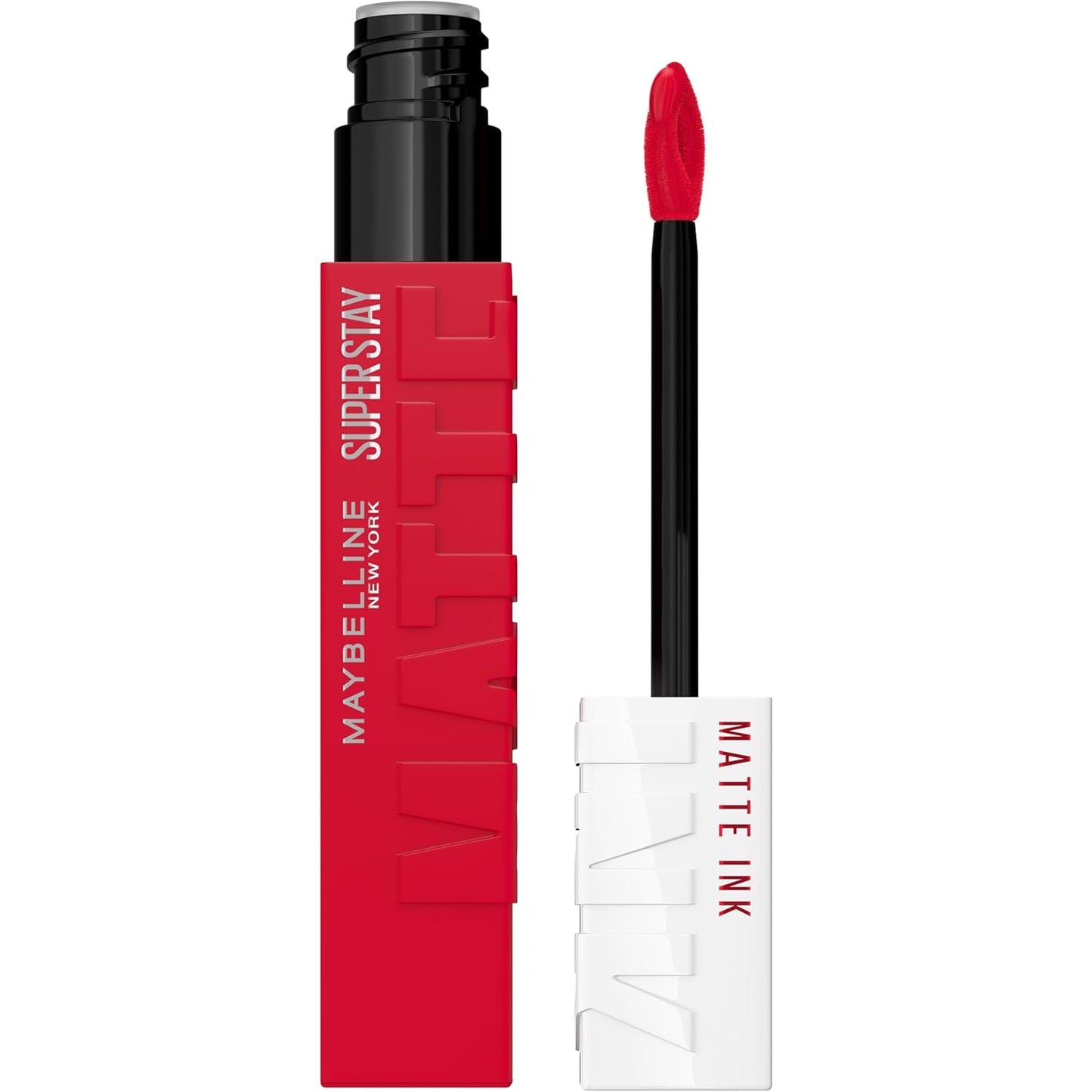 Maybelline Super Stay Matte Ink Liquid Lipstick Makeup, Long Lasting High Impact Color, Up to 16H Wear, Shot Caller, Bright Pinky Red, 1 Count, Packaging May Vary