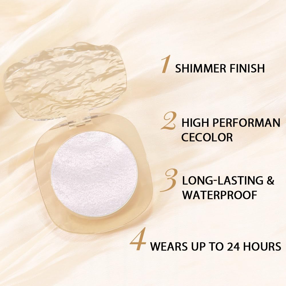 Light Pink Shimmer Glitter Sparkling Monochrome Eyeshadow Palette,Metallic Single Eye Shadow Palette for Older Women,Long Lasting Naturing-Looking Eye Makeup