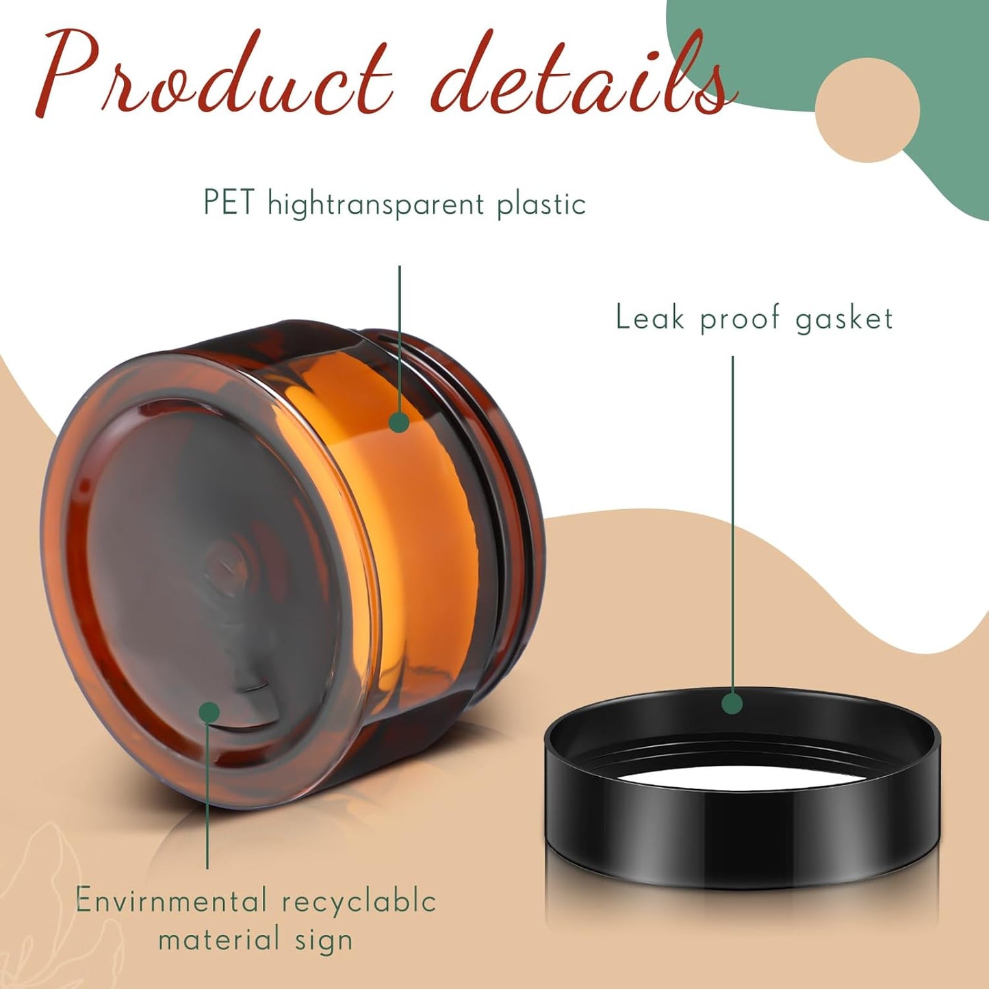 SATINIOR 36 Pieces 1 oz Plastic Jars with Lids Wide Mouth Airtight Reusable Container Acrylic Cosmetic Small Jars for Lotions Ointments Travel Toiletries Creams Make up Storage(Amber)