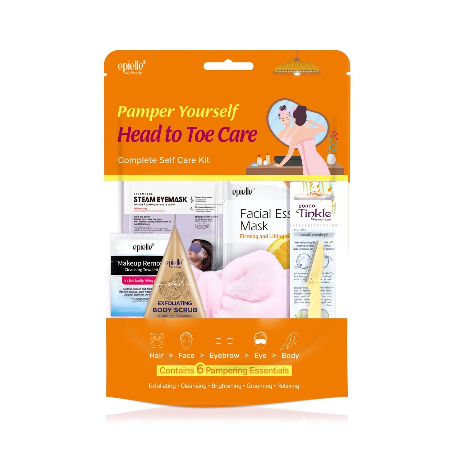 Pamper Yourself Head-to-Toe Care Kit | 6-Piece Spa Gift Set | Ultimate Full Body Relaxation | Ideal Beauty Gift for Spa Days | Korean Skincare