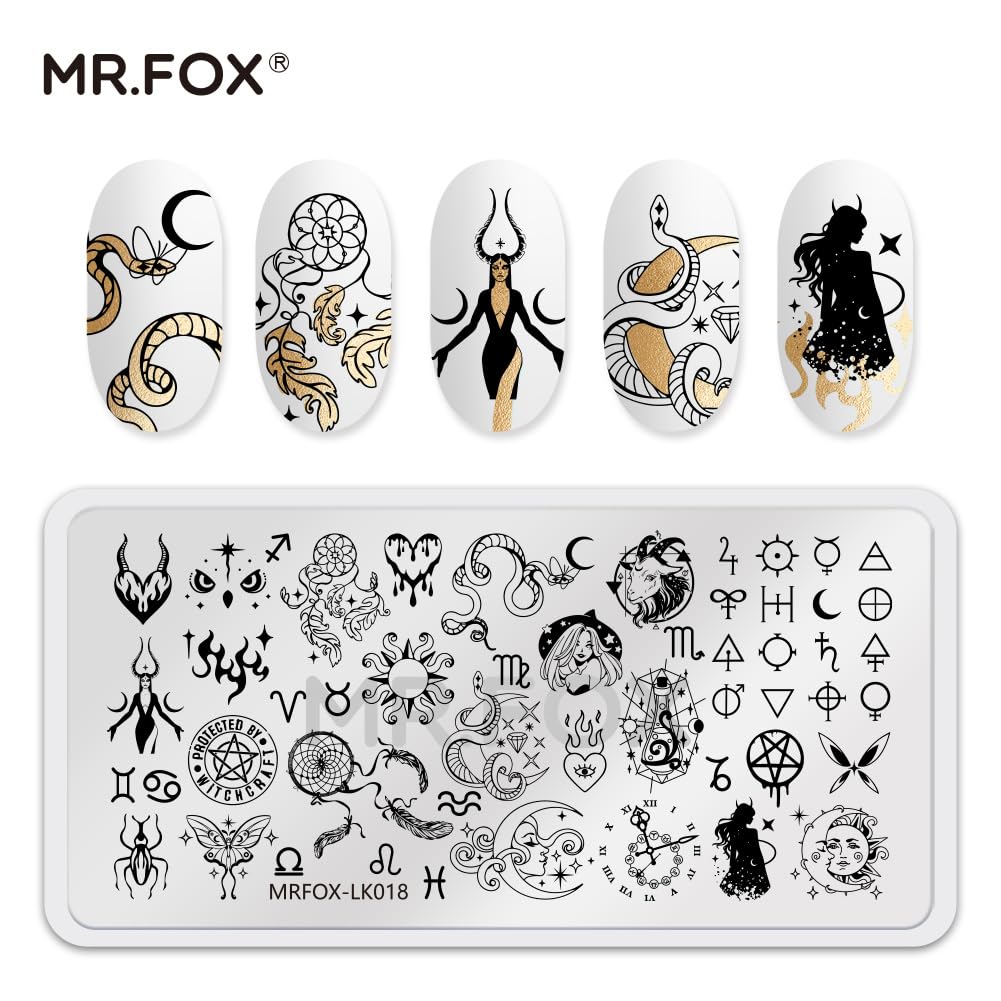 5 Pcs Nail Plates Stamping Set Starry Star Moon Esoteric Elements Nail Art DIY Stamping Template